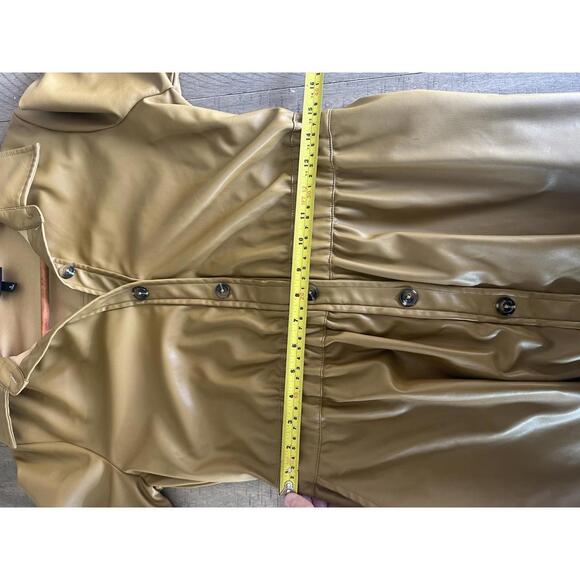 Who What Wear Faux Leather Camel Button Down Midi Dress Women’s size Small - Picture 11 of 13
